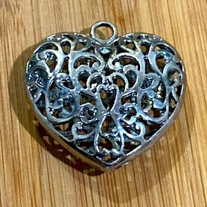 Large filigree silver heart pendant